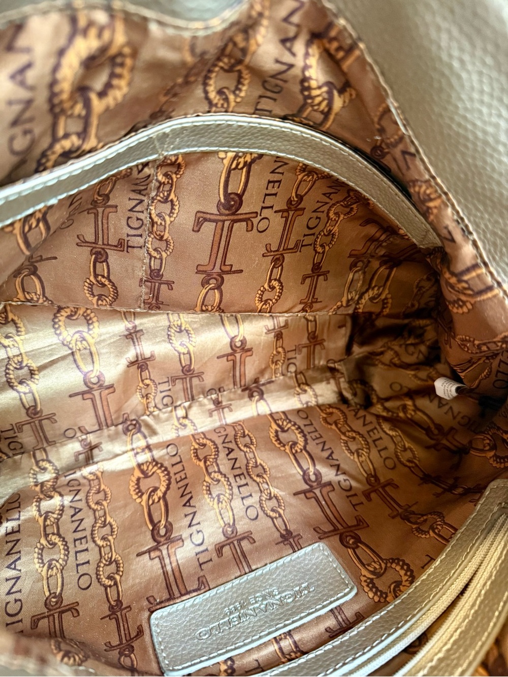 Tignanello Metallic Gold Shoulder Bag with Chain-Strap Accents - Picture 8 of 12